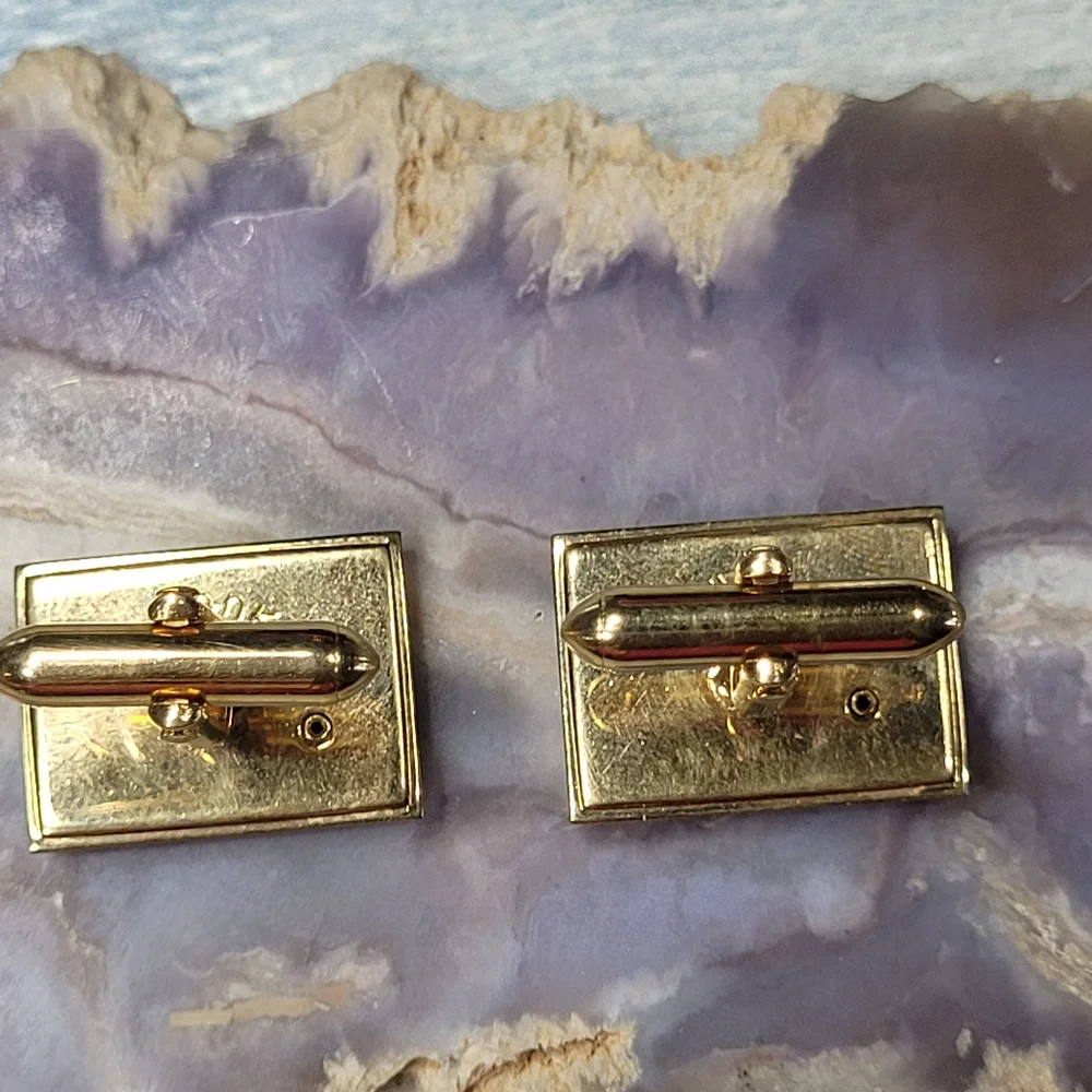 Swank Gold and Brown Cufflinks
